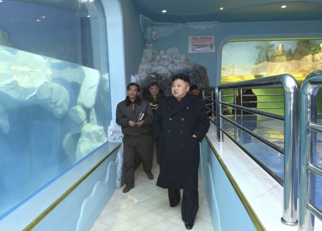 North Korean leader Kim Jong Un visits the Central Zoo, where projects are under way to build new buildings and remodel the existing ones, in this undated photo released by North Korea's Korean Central News Agency March 12, 2014. chimpanzee