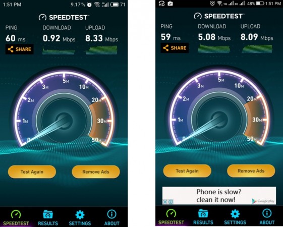 JioFi 2 review: Speed test on two different mobile phones connected to JioFi 2 simultaneously JioFi 2 review