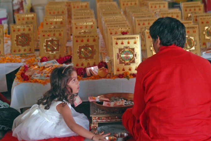 People perform puja on Dhanteras in Ahmedabad Dhanteras