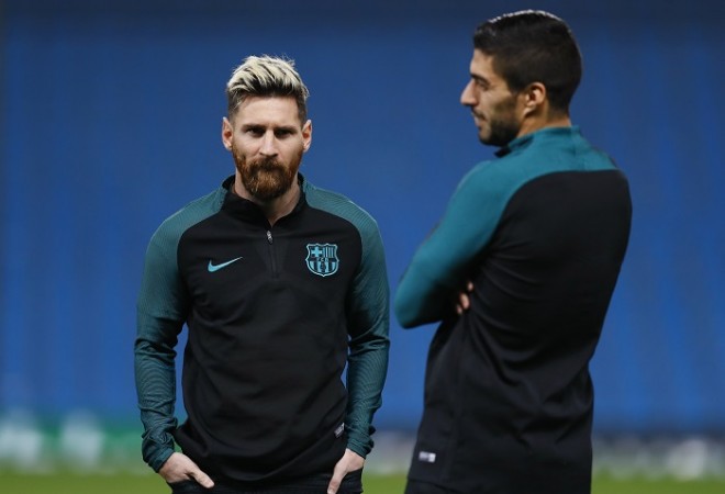Lionel Messi and Luis Suarez will look to dent the Manchester City backline again Lionel Messi Luis Suarez Barcelona