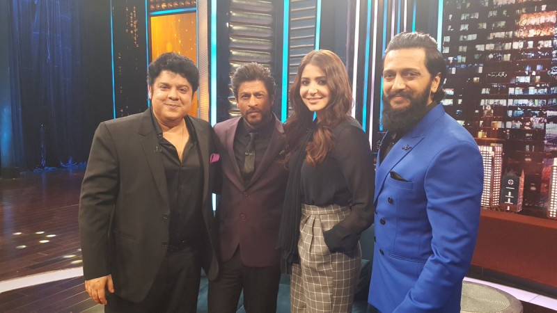 Sajid Khan, Shah Rukh Khan, Anushka Sharma and Riteish Deshmukh on Yaaron Ki Baarat. Yaaron Ki Baarat