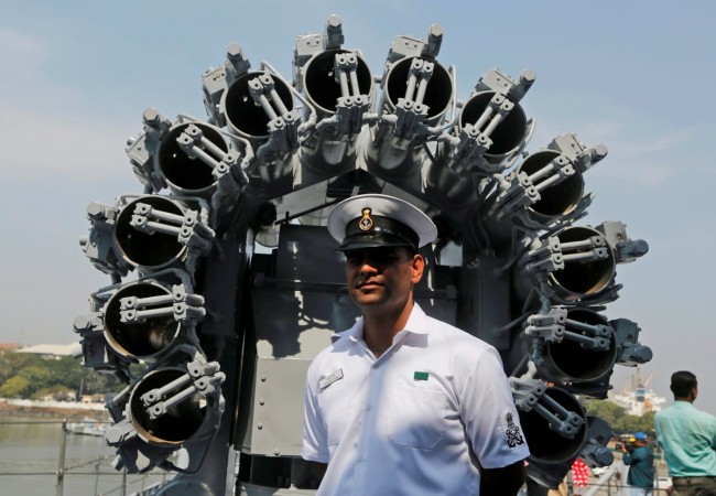 INS Chennai is scheduled to be commissioned. In Picture: An Indian Navy personnel member stands in front of the rocket launcher system mounted on the deck of the newly built INS Chennai, India's third indigenously designed guided missile destroyer, ahead of its commissioning into the Navy in Mumbai, India, 18 November 2016. Commissioning of INS Chennai