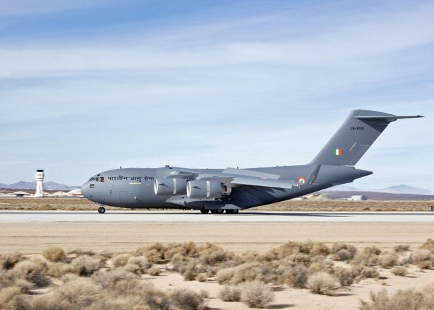 IAF deploys major aircraft to airlift new bank notes. In Picture: The first C-17 heavy-lift aircraft built for the Indian Air Force arrived at Edwards January 22. C-17 heavy-lift aircraft