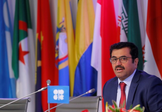 OPEC President Qatar's Energy Minister Mohammed bin Saleh al-Sada addresses a news conference after a meeting of the Organization of the Petroleum Exporting Countries (OPEC) in Vienna, Austria, November 30, 2016. opec oil crude oil saudi arabia meeting november 30 output production cap india importer algeria iraq qatar russia non-opec cartel price brent nyse nymex