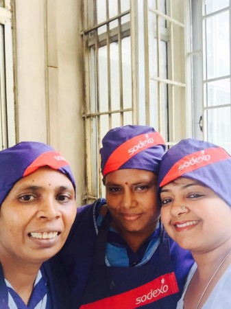 Sethulakshmi Johnson with some of the Eco Kitchen staff. Sethulakshmi Johnson