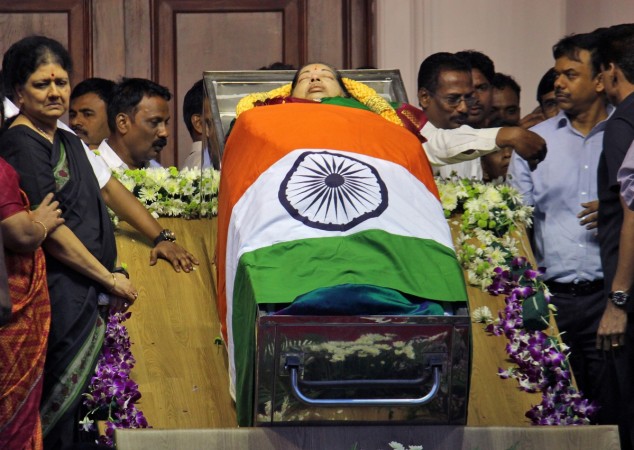 People pay homage to Jayalalithaa, who died on Monday, in Chennai, on December 6, 2016. Jayalalithaa