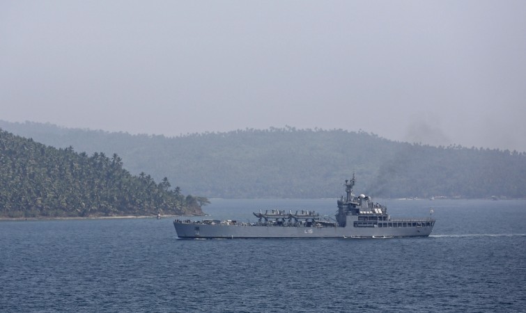 Indian Navy ship INS Kesari arrives at the naval base in Port Blair, the capital of India's Andaman and Nicobar islands, March 17, 2014. REUTERS Indian Navy INS Kesari