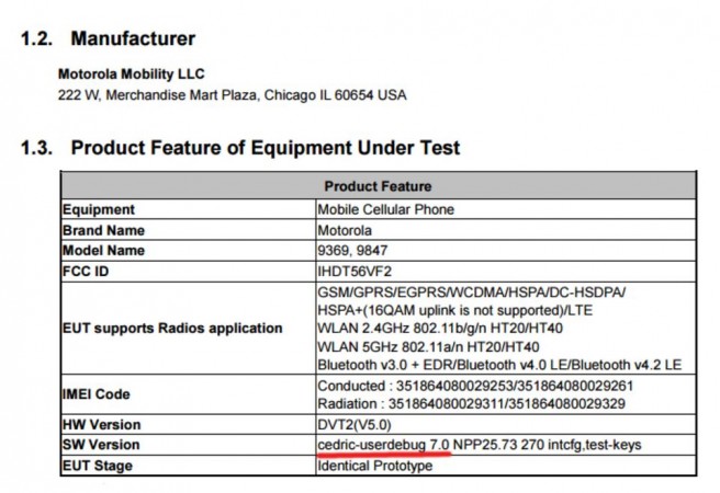 Moto Cedric running Android Nougat appears on FCC; Key features revealed Moto Cedric running Android Nougat appears on FCC; Key features revealed