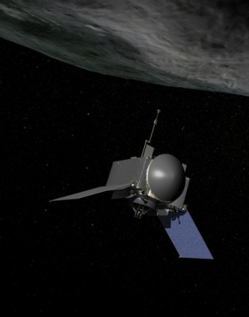 Artist concept of NASA's OSIRIS-REx spacecraft, which is presently on a mission to hunt to near-Earth Trojan asteroids. NASA's OSIRIS-REx spacecraft
