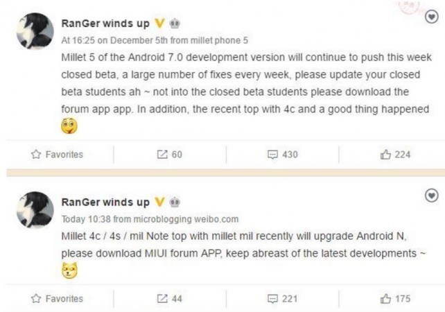 Xiaomi's Android Nougat-based MIUI 9 release schedule status: Mi 4, Mi Note series to get new update soon Xiaomi's Android Nougat-based MIUI 9 release schedule status: Mi 4, Mi Note series to get new update soon