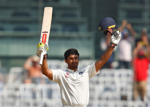 India batsman Karun Nair celebrates after completing his century on day four of the fifth Test match against England, December 19, 2016 Karun Nair India