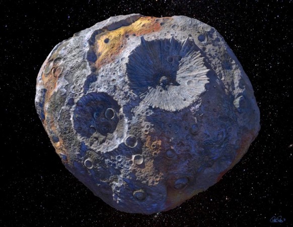 An illustration of the asteroid 16 Psyche. Asteroid 16 Psyche