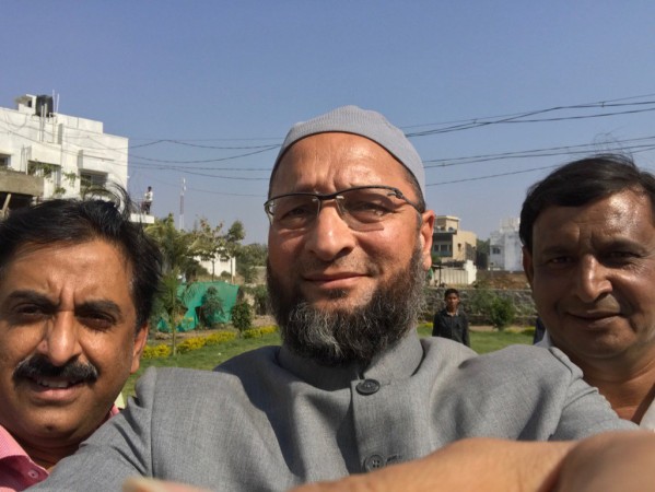 In picture: Asaduddin Owaisi (centre) with acquaintances. Asaduddin Owaisi