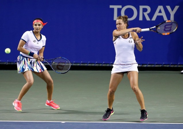 Sania Mirza with her partner Barbora Strycova. Sania Mirza, Australian Open, Australian Open doubles, Barbora Strycova, India tennis