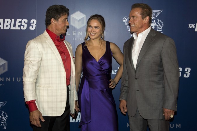 Sylvester Stallone, Ronda Rousey and Arnold Schwarzenegger ronda rousey, ufc, ufc 207, wwe