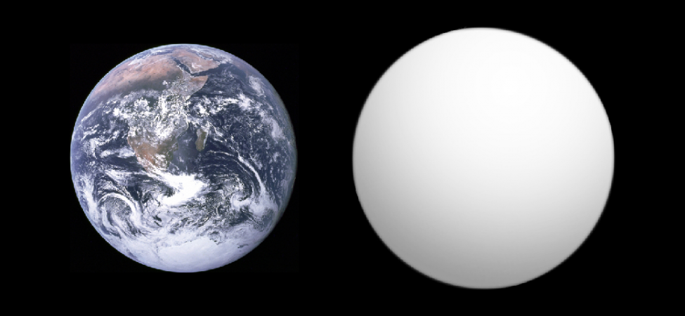 Size comparison of GJ 1132b with the earth. Exoplanet GJ1132b and Earth