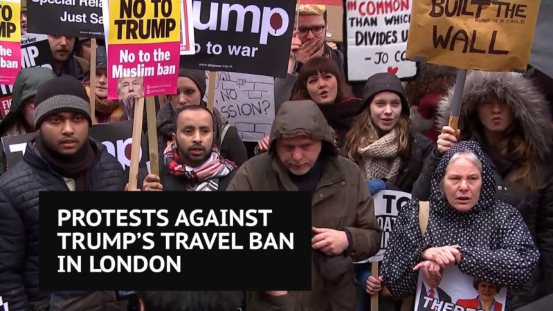 Protesters gather in London to fight against Trump immigration order