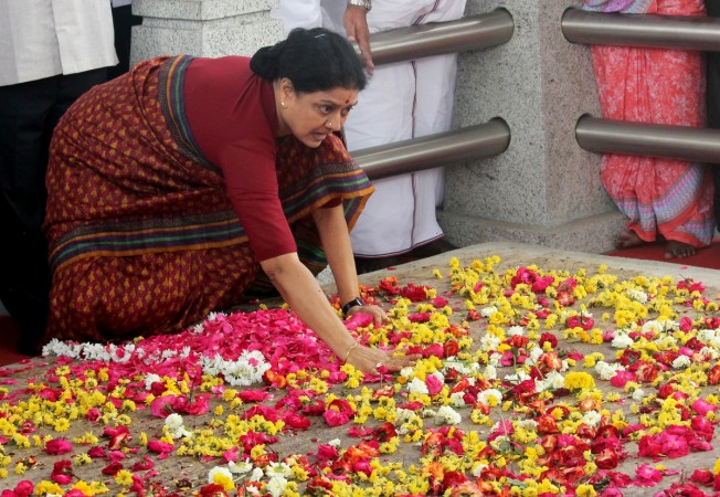 V. K. Sasikala pays homage at Jayalalithaa's memorial in Chennai, February 15, 2017 V. K. Sasikala, sasikala natarajan, sasikala