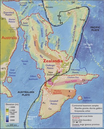 Zealandia is situated towards the east of Australia and New Zealand and New Caledonia are a part of it. Zealandia, continent, 8th continent, Geology