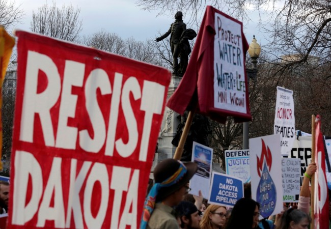 People protest against Donald Trump's directive to permit the Dakota Access Pipeline at the White House in Washington, February 8, 2017. Dakota Access Pipeline, Dakota Access Pipeline protest