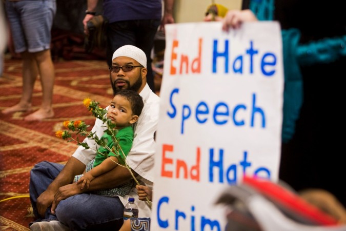 An interfaith rally titled Hate crimes in US