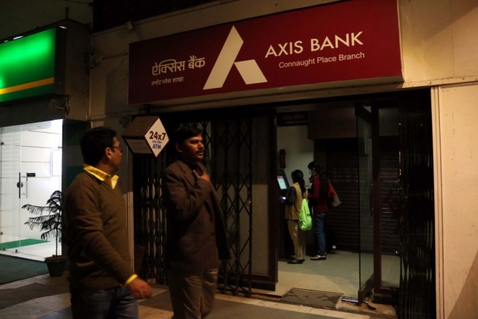 The Connaught Place branch of Axis Bank in New Delhi, December 15, 2016. axis bank, axis bank takeover, axis bank merger, axis bank acquisition, shikha sharma of axis bank, axis bank kotak merger, axis bank share price, axis bank q3 results