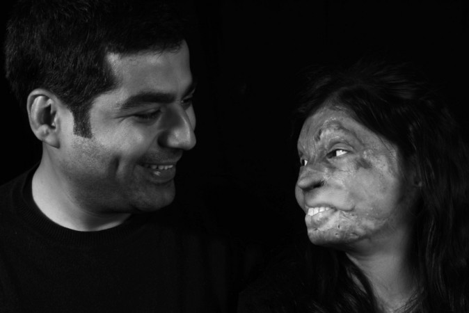 Photographer Niraj Gera with an acid-attack survivor. Sacred Transformations
