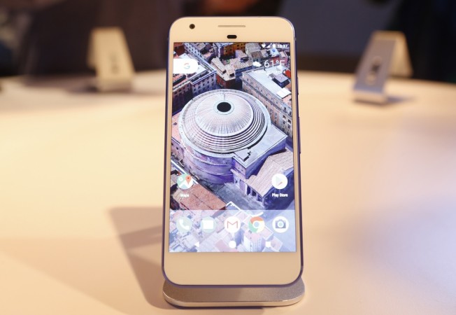 The Google Pixel phone is displayed during the presentation of new Google hardware in San Francisco, California, U.S. October 4, 2016. The Google Pixel phone is displayed