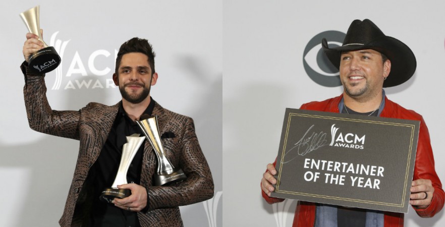 (L to R) Singer Thomas Rhett, who won Song of the Year for Academy of Country Music Awards