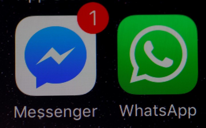 WhatsApp and Facebook messenger icons seen on iPhone