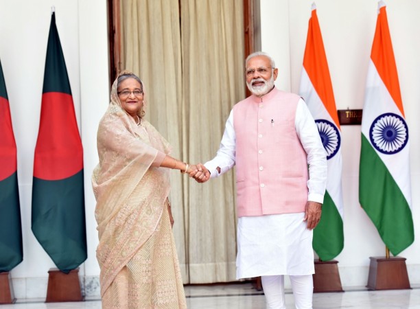 The Prime Minister, Shri Narendra Modi with the Prime Minister of Bangladesh, Ms Sheikh Hasina, at Hyderabad House, in New Delhi on April 08, 2017. The Prime Minister, Shri Narendra Modi with the Prime Minister of Bangladesh, Ms. Sheikh Hasina, at Hyderabad House, in New Delhi on April 08, 2017.