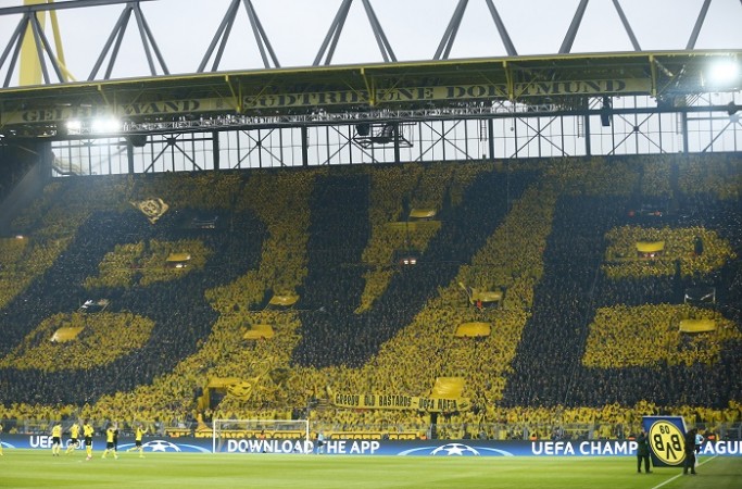 The Borussia Dortmund fans made their feelings known as well, April 12, 2017 Borussia Dortmund, fans, Westfalenstadion, Champions League, Monaco