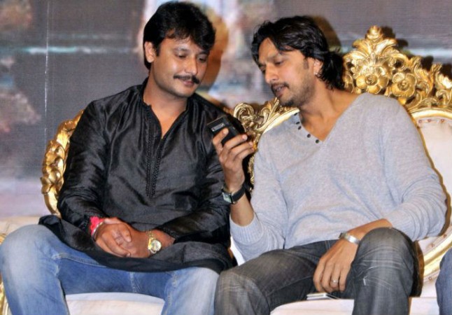 Sudeep with Darshan. Sudeep with Darshan