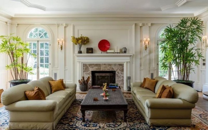 The formal living room with fireplace Angelina Jolie home
