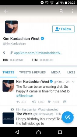 Kim Kardashian's tweet (deleted) about her flu diet Kim Kardashian's tweet (deleted) about her flu diet