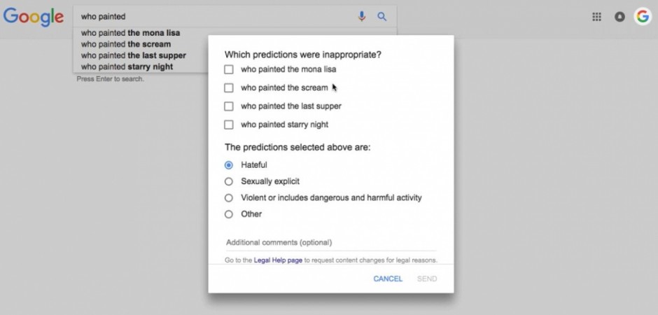 Google tweaks its search engine algorithm to combat hate and fake news Google Search feedback, website ranking, Google search quality improvement, Google autocomplete search