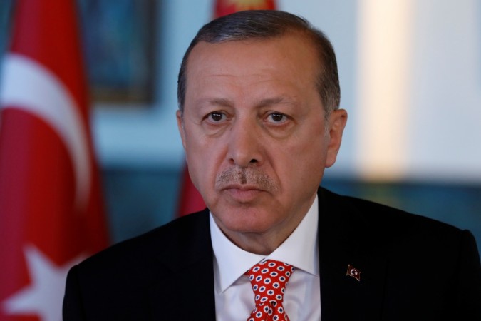 Turkish President Tayyip Erdogan attends an interview with Reuters at the Presidential Palace in Ankara, Turkey, April 25, 2017. Erdogan