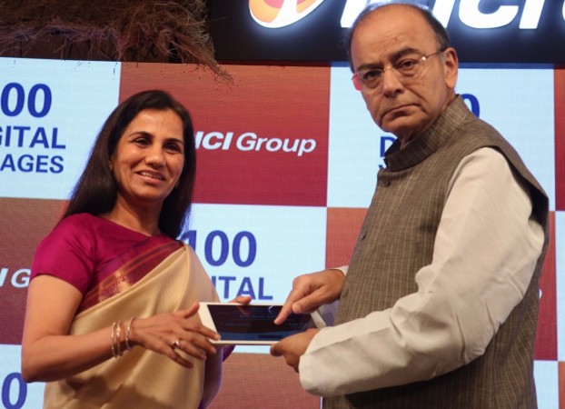 Finance Minister Arun Jaitley with Chanda Kochhar, managing director and chief executive officer of ICICI Bank at the inauguration of 100 Digital Villages in New Delhi on May 2, 2017. icici digital villages, icici bank, icici group, features of digital villages