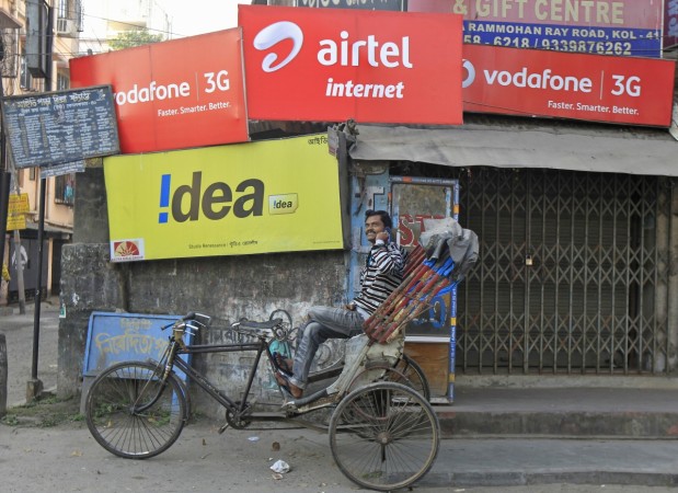 Advertisement billboards belonging to telecom companies in Kolkata. India telecom operators