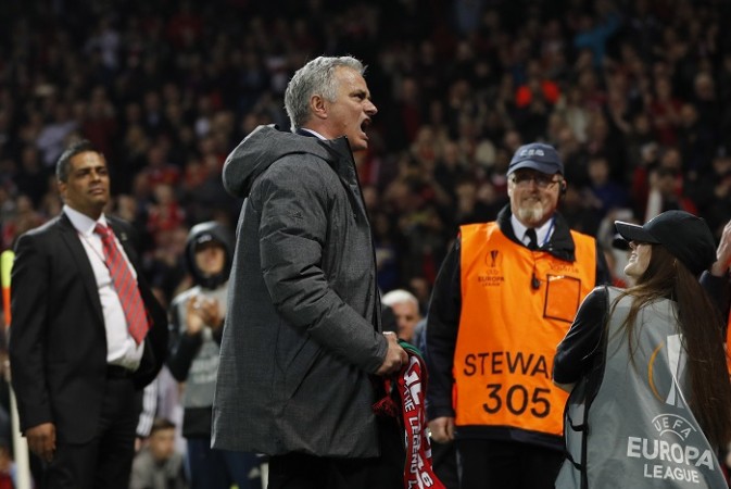 Jose Mourinho is pumped up after Manchester United seal a place in the Europa League final, May 11, 2017 Jose Mourinho, Manchester United, Celta Vigo, Europa League, semifinal second leg