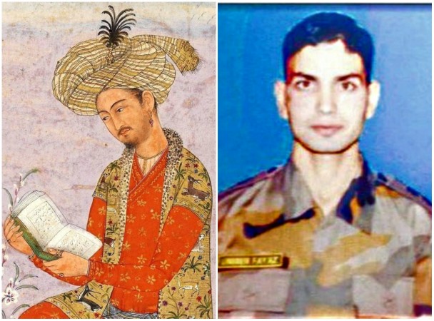 In picture: Mughal emperor Babur and Indian Army Lt Ummer Fayaz Babur and Lt Ummer Fayaz
