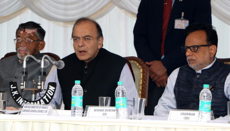 Union Finance Minister Arun Jaitley addresses a press conference during the second day of the GST Council meet at the Nehru Guest House Cheshmashahi (SKICC) in Srinagar on May 19, 2017. gst, gst council, gst rates on services, gst rates on goods, arun jaitley, gst council meeting in srinagar