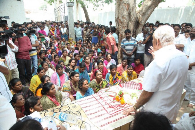In picture: Karnataka BJP chief BS Yeddyurappa addresses Dalits in Chitradurga on Friday, May 19, 2017. BS Yeddyurappa