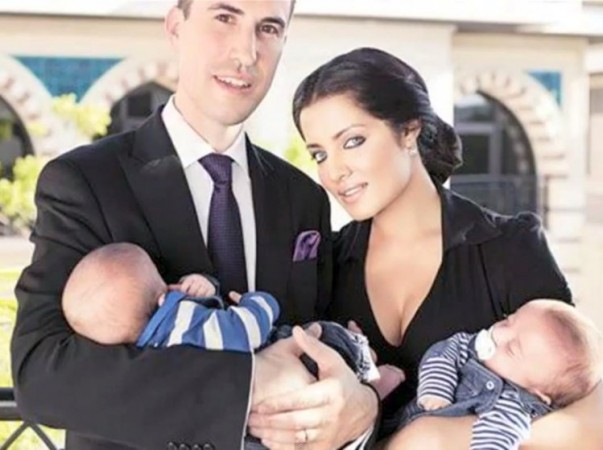 Celina Jaitly with husband Peter Haag and twin sons Celina Jaitly