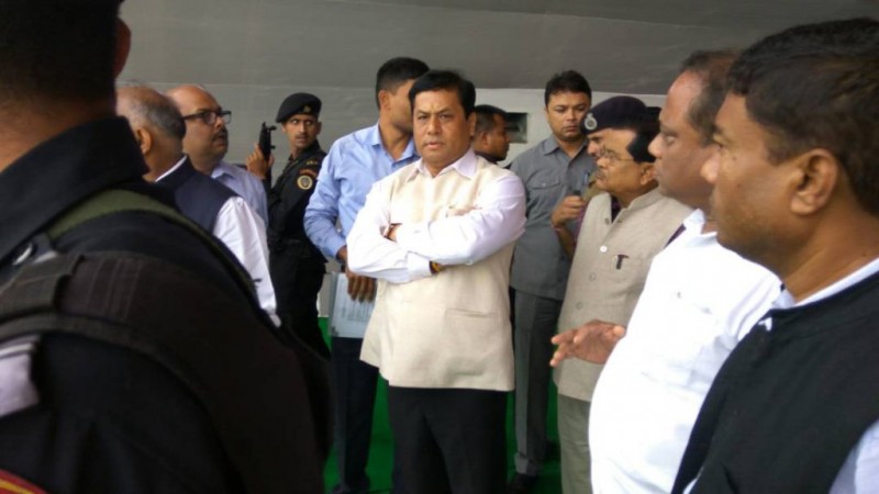 In picture: Assam Chief Minister and BJP leader Sarbananda Sonowal on Thursday, May 25, 2017, oversees the preparations for the inauguration of the Dhola-Sadia bridge. Sarbananda Sonowal