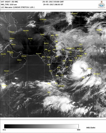 In picture: Satellite map of the position of Cyclone Mora. Cyclone Mora