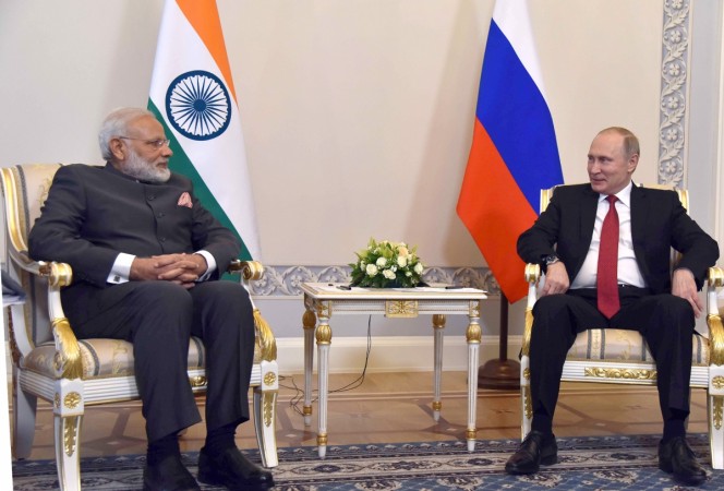 In picture: Prime Minister Narendra Modi meets Russian President Vladimir Putin at Konstantin Palace in St Petersburg, Russia, on Thursday, June 1, 2017. Modi and Putin