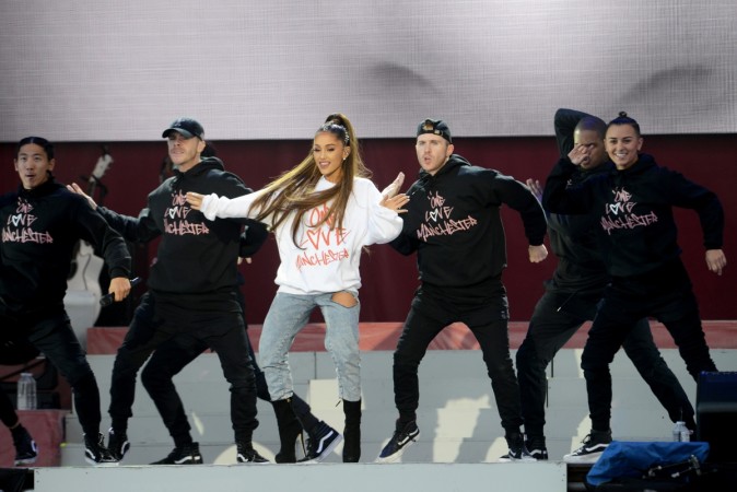 Ariana Grande performs on stage at the 'One Love Manchester' benefit concert on June 4, 2017, in Manchester, England. One Love Manchester