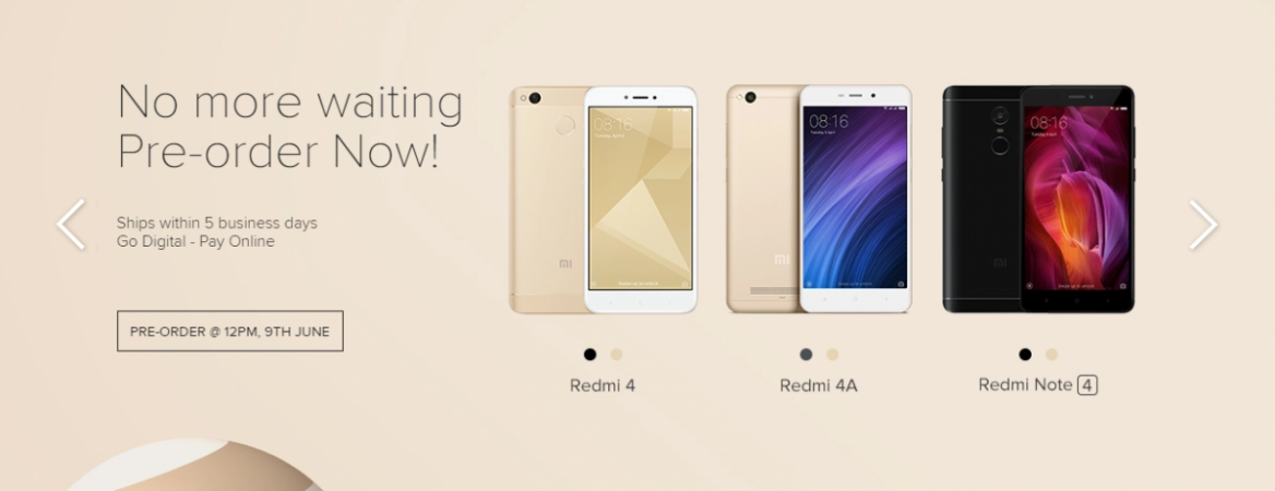 Xiaomi Redmi 4A preorders on Mi India website Xiaomi Redmi 4A preorders starting June 9