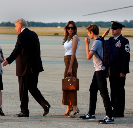 Donald Trump, Melania Trump and Barron Trump arrive at the white house. Donald Trump, Melania Trump and Barron Trump arrive at the white house